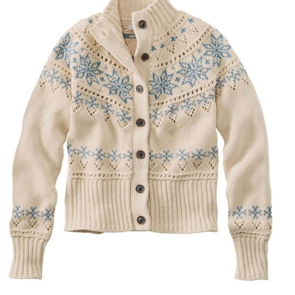 *****ISO**** LL Bean Signature Cardigan in snowflake size xs - Picture 1 of 1